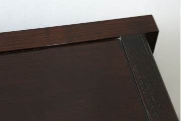 中古　美品　三面栗(クリ)材　格子戸の水屋箪笥サイドボード　(R-086903)