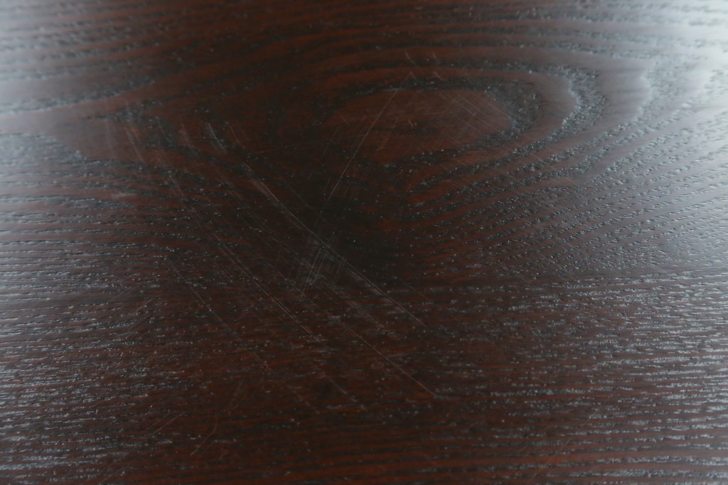 中古　美品　三面栗(クリ)材　引き出し4杯付き　格子戸の水屋箪笥サイドボード　(R-086904)