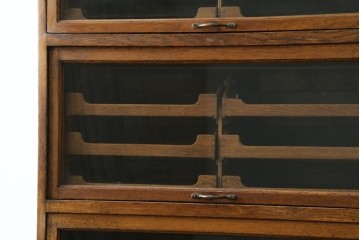 イギリスアンティーク　オーク材　品格と機能美が光るフラップ式ガラス扉の縦型シャツケース　(R-086905)