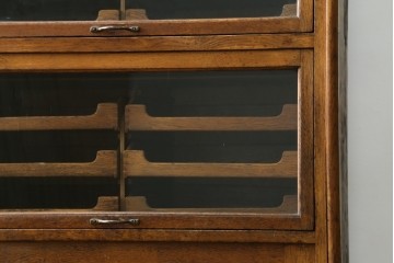 イギリスアンティーク　オーク材　品格と機能美が光るフラップ式ガラス扉の縦型シャツケース　(R-086905)