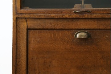 イギリスアンティーク　オーク材　品格と機能美が光るフラップ式ガラス扉の縦型シャツケース　(R-086905)