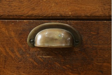 イギリスアンティーク　オーク材　品格と機能美が光るフラップ式ガラス扉の縦型シャツケース　(R-086905)