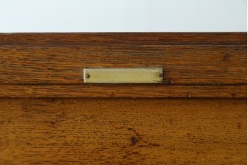 イギリスアンティーク　オーク材　品格と機能美が光るフラップ式ガラス扉の縦型シャツケース　(R-086905)