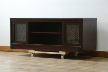 中古　希少な廃番品　青木産業　欅(ケヤキ)材　4way　デザイン性と実用性を兼ね備えたテレビ台　(R-086906)