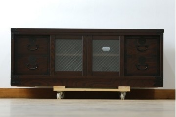 中古　希少な廃番品　青木産業　欅(ケヤキ)材　4way　デザイン性と実用性を兼ね備えたテレビ台　(R-086906)