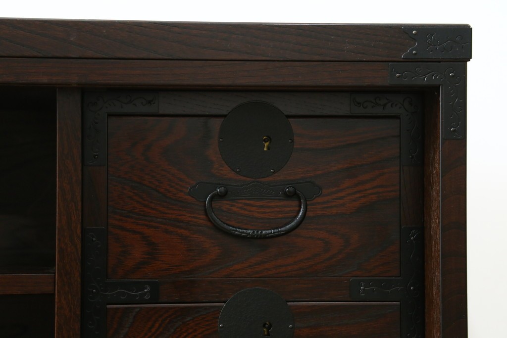 中古　希少な廃番品　青木産業　欅(ケヤキ)材　4way　デザイン性と実用性を兼ね備えたテレビ台　(R-086906)