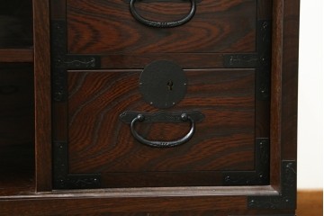 中古　希少な廃番品　青木産業　欅(ケヤキ)材　4way　デザイン性と実用性を兼ね備えたテレビ台　(R-086906)