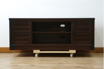 中古　希少な廃番品　青木産業　欅(ケヤキ)材　4way　デザイン性と実用性を兼ね備えたテレビ台　(R-086906)