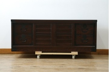 中古　希少な廃番品　青木産業　欅(ケヤキ)材　4way　デザイン性と実用性を兼ね備えたテレビ台　(R-086906)