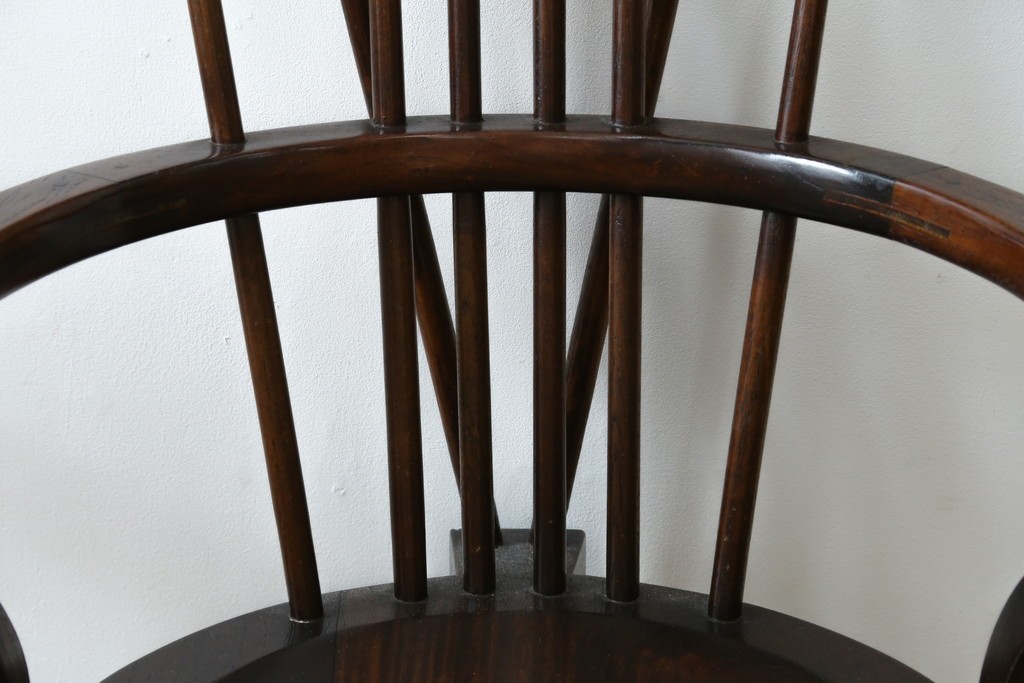 和製ヴィンテージ　九州民芸家具　ゴールドスミス　美しいデザインのアームチェア2脚セット　(R-086910)