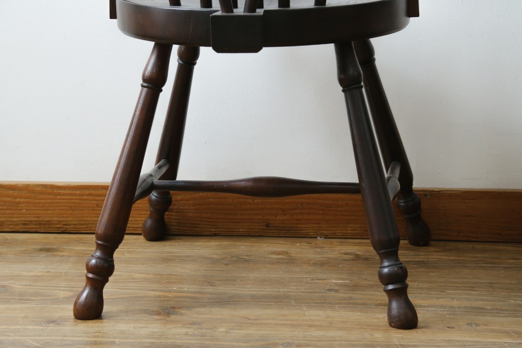 和製ヴィンテージ　九州民芸家具　ゴールドスミス　美しいデザインのアームチェア2脚セット　(R-086910)