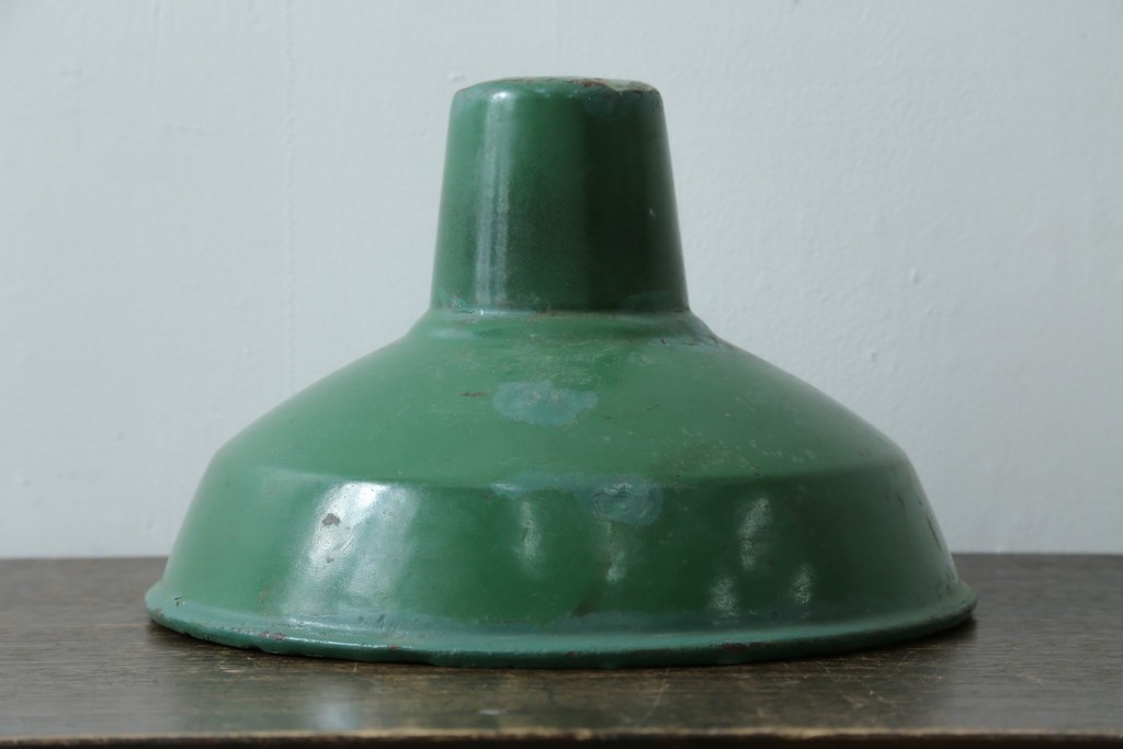 《引っ掛けシーリング式ペンダントライト加工費込み》　イギリスアンティーク　インダストリアル　鮮やかなグリーンが目を惹くペンダントライト　(R-086912)