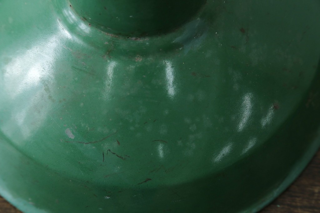 《引っ掛けシーリング式ペンダントライト加工費込み》　イギリスアンティーク　インダストリアル　鮮やかなグリーンが目を惹くペンダントライト　(R-086912)