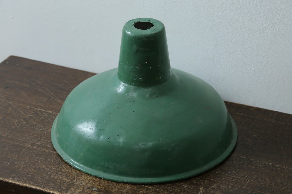 《引っ掛けシーリング式ペンダントライト加工費込み》　イギリスアンティーク　インダストリアル　深みのあるグリーンがおしゃれなペンダントライト　(R-086913)