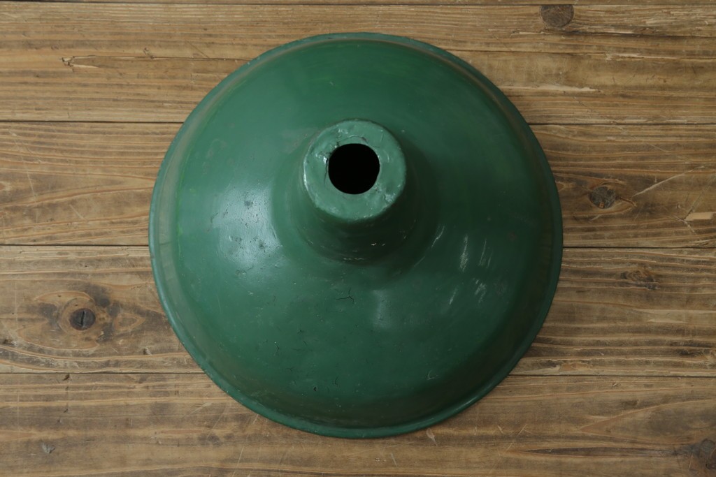 《引っ掛けシーリング式ペンダントライト加工費込み》　イギリスアンティーク　インダストリアル　深みのあるグリーンがおしゃれなペンダントライト　(R-086913)