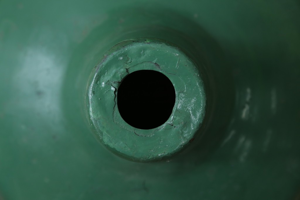 《引っ掛けシーリング式ペンダントライト加工費込み》　イギリスアンティーク　インダストリアル　深みのあるグリーンがおしゃれなペンダントライト　(R-086913)