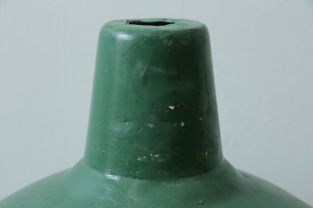 《引っ掛けシーリング式ペンダントライト加工費込み》　イギリスアンティーク　インダストリアル　深みのあるグリーンがおしゃれなペンダントライト　(R-086913)