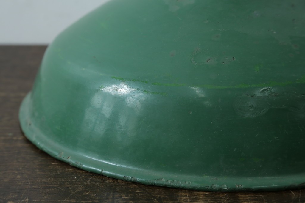 《引っ掛けシーリング式ペンダントライト加工費込み》　イギリスアンティーク　インダストリアル　深みのあるグリーンがおしゃれなペンダントライト　(R-086913)