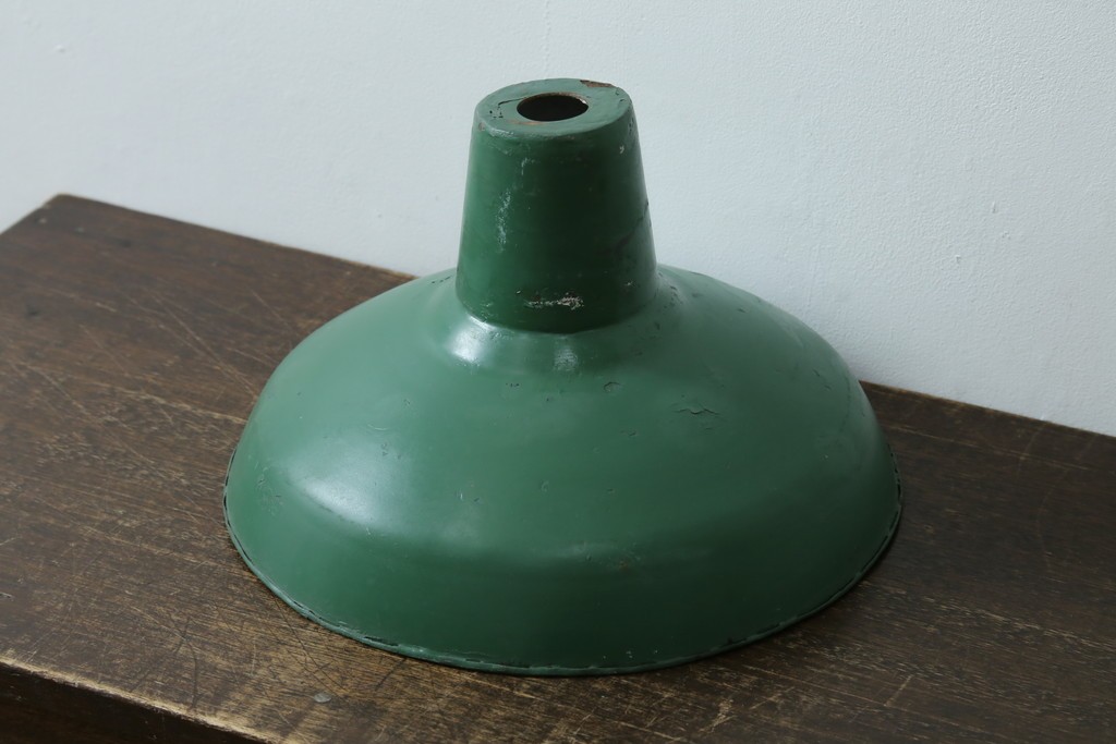 《引っ掛けシーリング式ペンダントライト加工費込み》　イギリスアンティーク　インダストリアル　深みのあるグリーンがおしゃれなペンダントライト　(R-086914)