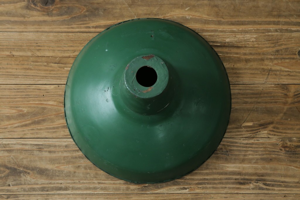 《引っ掛けシーリング式ペンダントライト加工費込み》　イギリスアンティーク　インダストリアル　深みのあるグリーンがおしゃれなペンダントライト　(R-086914)