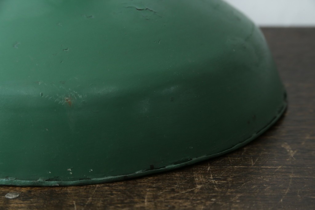 《引っ掛けシーリング式ペンダントライト加工費込み》　イギリスアンティーク　インダストリアル　深みのあるグリーンがおしゃれなペンダントライト　(R-086914)