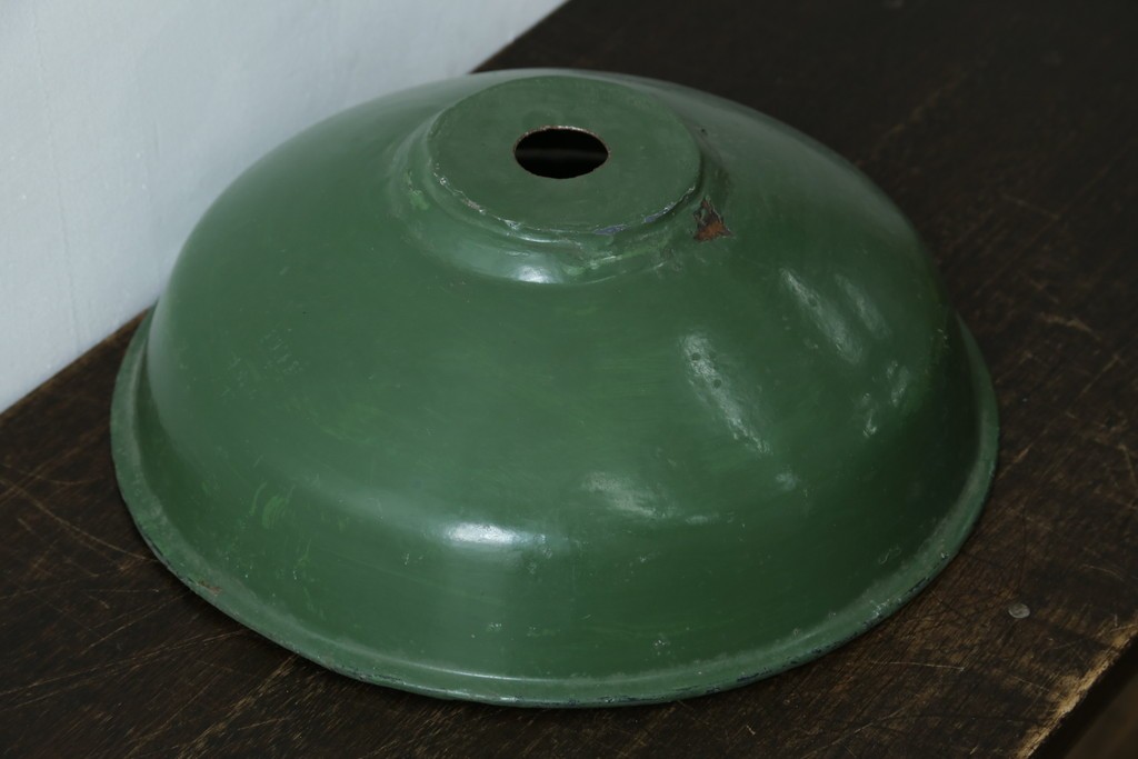 《引っ掛けシーリング式ペンダントライト加工費込み》　イギリスアンティーク　インダストリアル　アクセントカラーにおすすめなビビッドグリーンのペンダントライト　(R-086915)