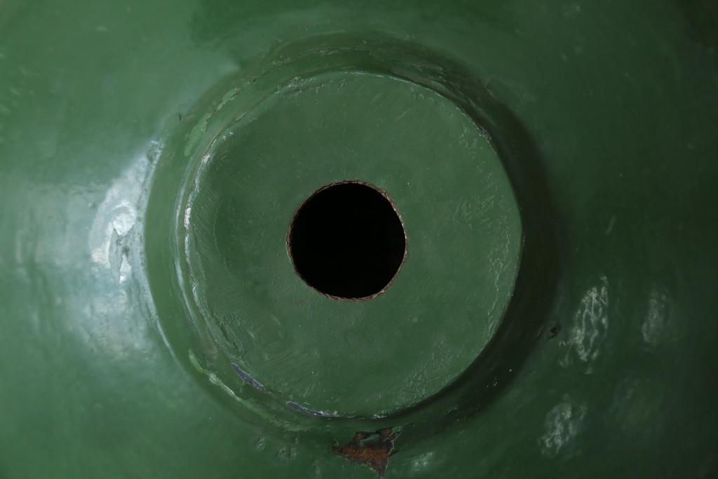 《引っ掛けシーリング式ペンダントライト加工費込み》　イギリスアンティーク　インダストリアル　アクセントカラーにおすすめなビビッドグリーンのペンダントライト　(R-086915)