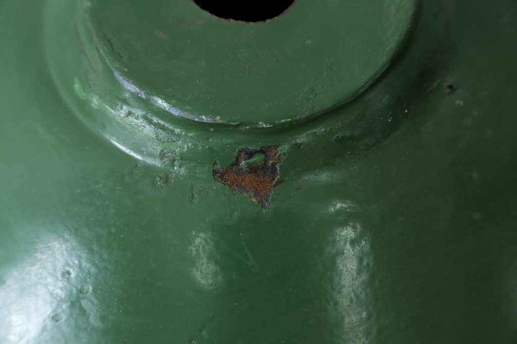 《引っ掛けシーリング式ペンダントライト加工費込み》　イギリスアンティーク　インダストリアル　アクセントカラーにおすすめなビビッドグリーンのペンダントライト　(R-086915)