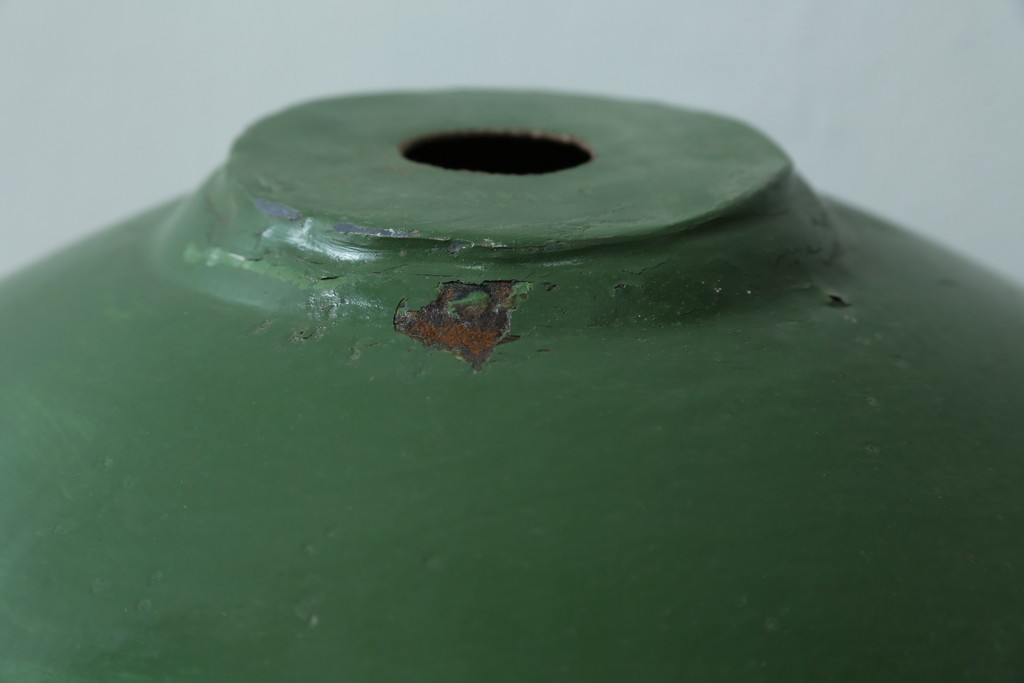 《引っ掛けシーリング式ペンダントライト加工費込み》　イギリスアンティーク　インダストリアル　アクセントカラーにおすすめなビビッドグリーンのペンダントライト　(R-086915)