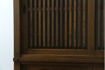 中古　美品　上手物　高級品!!　タモ材　格子戸が上品なサイドボード　(R-086920)