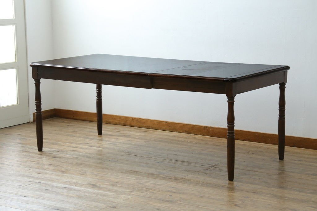 和製ヴィンテージ　国産　職人手作り家具　日常使いから来客時まで活躍するエクステンションテーブル　(R-086928)