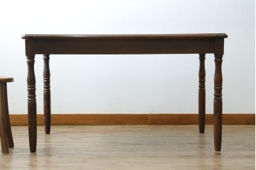 和製ヴィンテージ　国産　職人手作り家具　日常使いから来客時まで活躍するエクステンションテーブル　(R-086928)