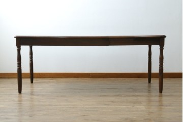 和製ヴィンテージ　国産　職人手作り家具　日常使いから来客時まで活躍するエクステンションテーブル　(R-086928)