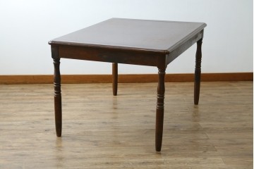 和製ヴィンテージ　国産　職人手作り家具　日常使いから来客時まで活躍するエクステンションテーブル　(R-086928)