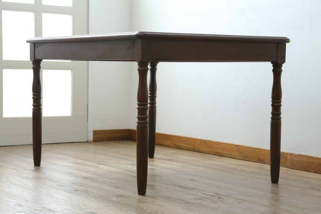 和製ヴィンテージ　国産　職人手作り家具　日常使いから来客時まで活躍するエクステンションテーブル　(R-086928)