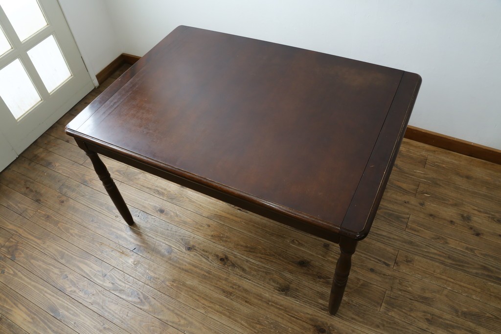 和製ヴィンテージ　国産　職人手作り家具　日常使いから来客時まで活躍するエクステンションテーブル　(R-086928)