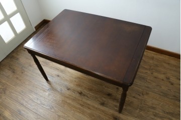 和製ヴィンテージ　国産　職人手作り家具　日常使いから来客時まで活躍するエクステンションテーブル　(R-086928)