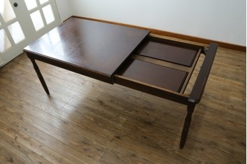 和製ヴィンテージ　国産　職人手作り家具　日常使いから来客時まで活躍するエクステンションテーブル　(R-086928)