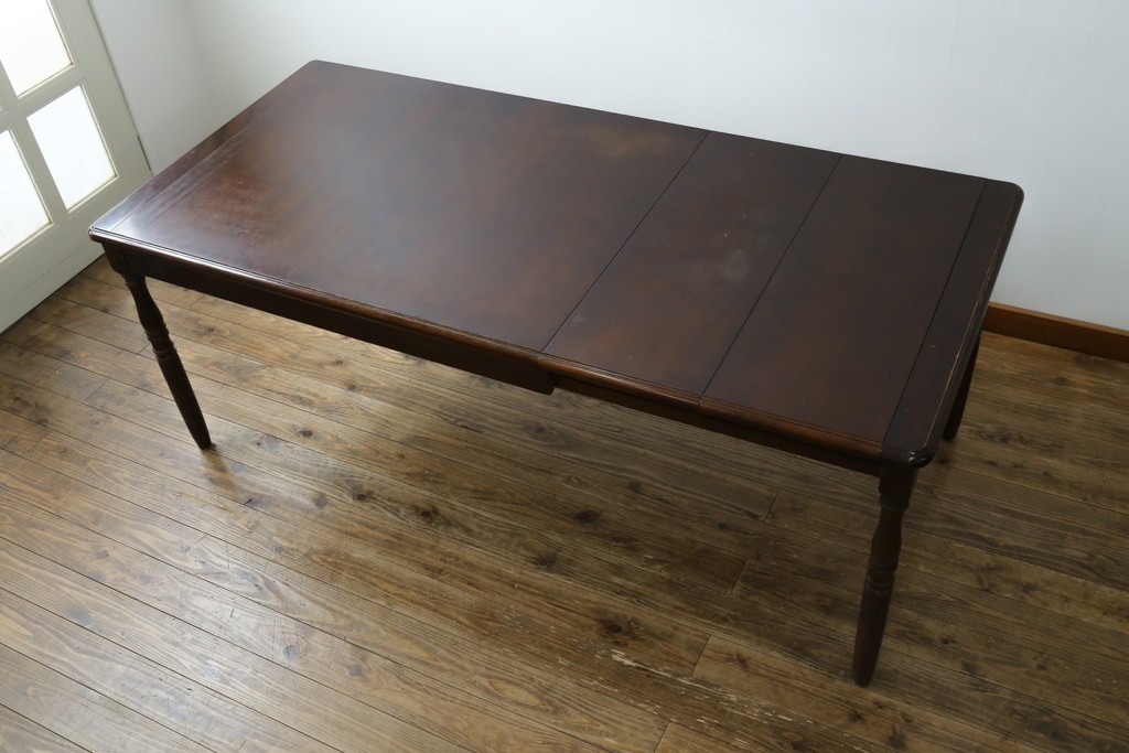 和製ヴィンテージ　国産　職人手作り家具　日常使いから来客時まで活躍するエクステンションテーブル　(R-086928)