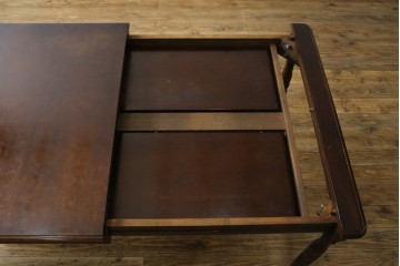 和製ヴィンテージ　国産　職人手作り家具　日常使いから来客時まで活躍するエクステンションテーブル　(R-086928)