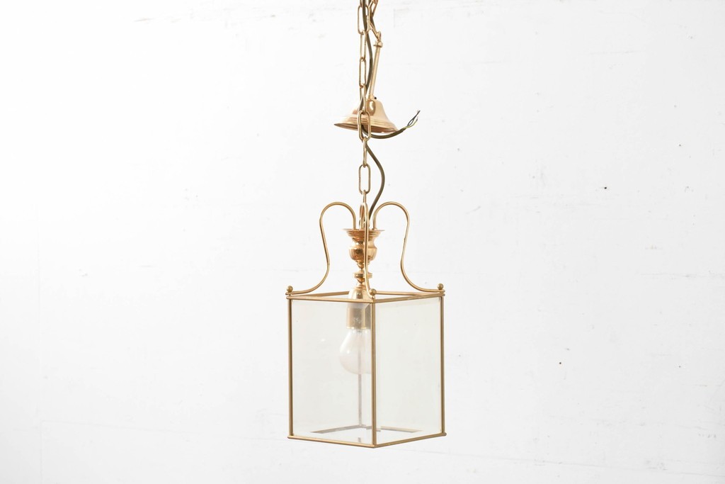 中古　イタリア　LUMI(ルミ社)　曲線的な装飾が美しいランタン型ペンダントライト　(R-086934)