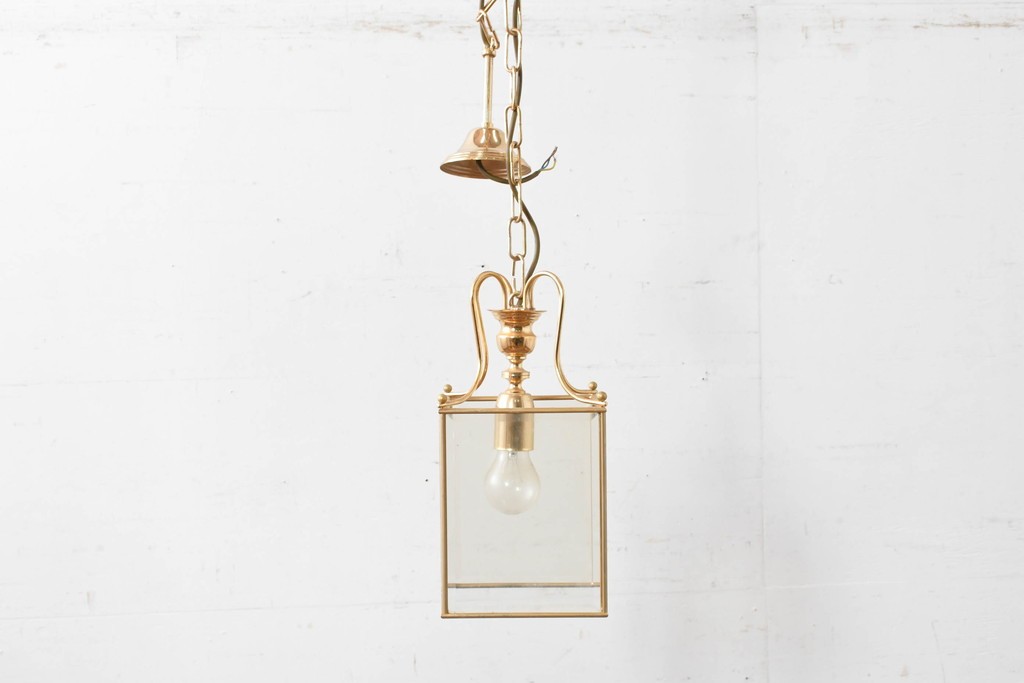 中古　イタリア　LUMI(ルミ社)　曲線的な装飾が美しいランタン型ペンダントライト　(R-086934)