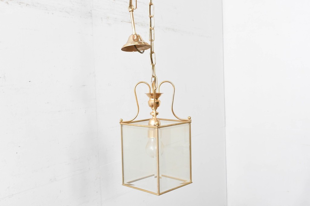 中古　イタリア　LUMI(ルミ社)　曲線的な装飾が美しいランタン型ペンダントライト　(R-086934)