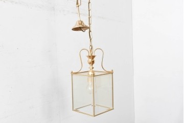 中古　イタリア　LUMI(ルミ社)　曲線的な装飾が美しいランタン型ペンダントライト　(R-086934)