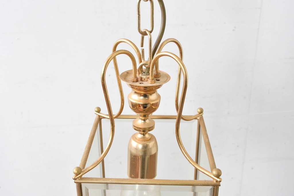 中古　イタリア　LUMI(ルミ社)　曲線的な装飾が美しいランタン型ペンダントライト　(R-086934)