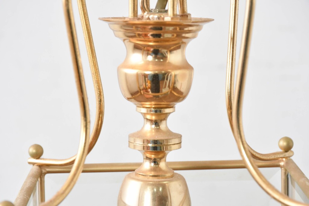 中古　イタリア　LUMI(ルミ社)　曲線的な装飾が美しいランタン型ペンダントライト　(R-086934)