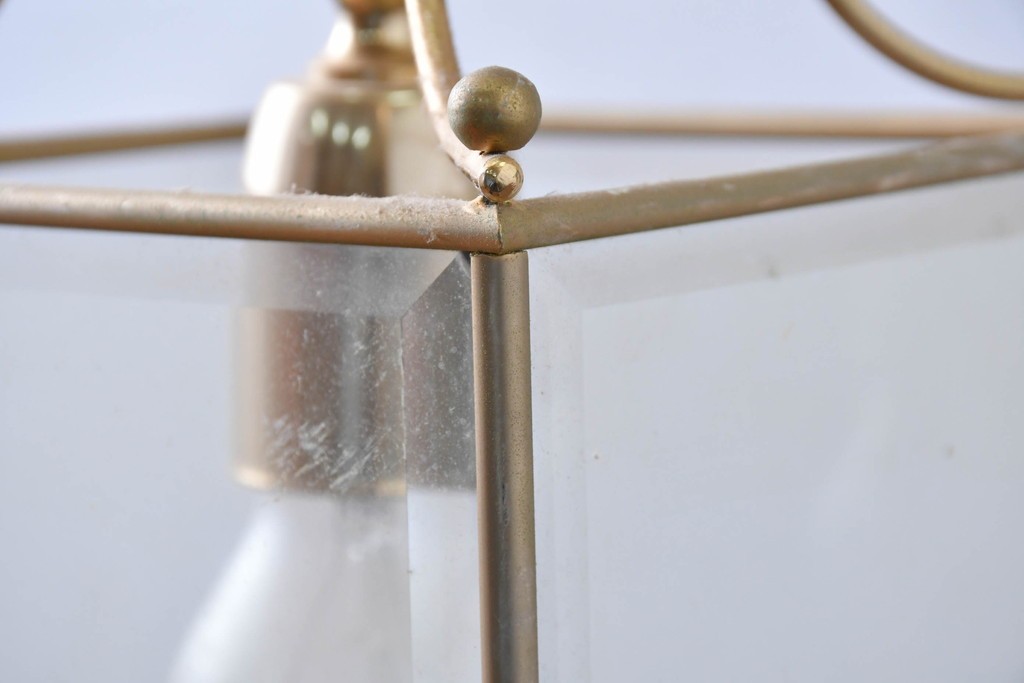 中古　イタリア　LUMI(ルミ社)　曲線的な装飾が美しいランタン型ペンダントライト　(R-086934)