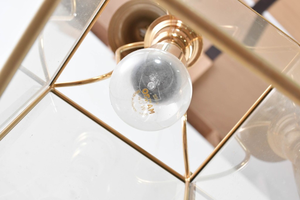 中古　イタリア　LUMI(ルミ社)　曲線的な装飾が美しいランタン型ペンダントライト　(R-086934)