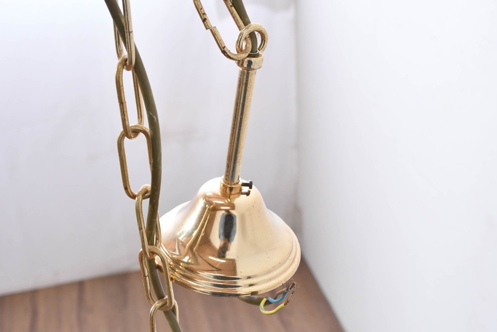 中古　イタリア　LUMI(ルミ社)　曲線的な装飾が美しいランタン型ペンダントライト　(R-086934)