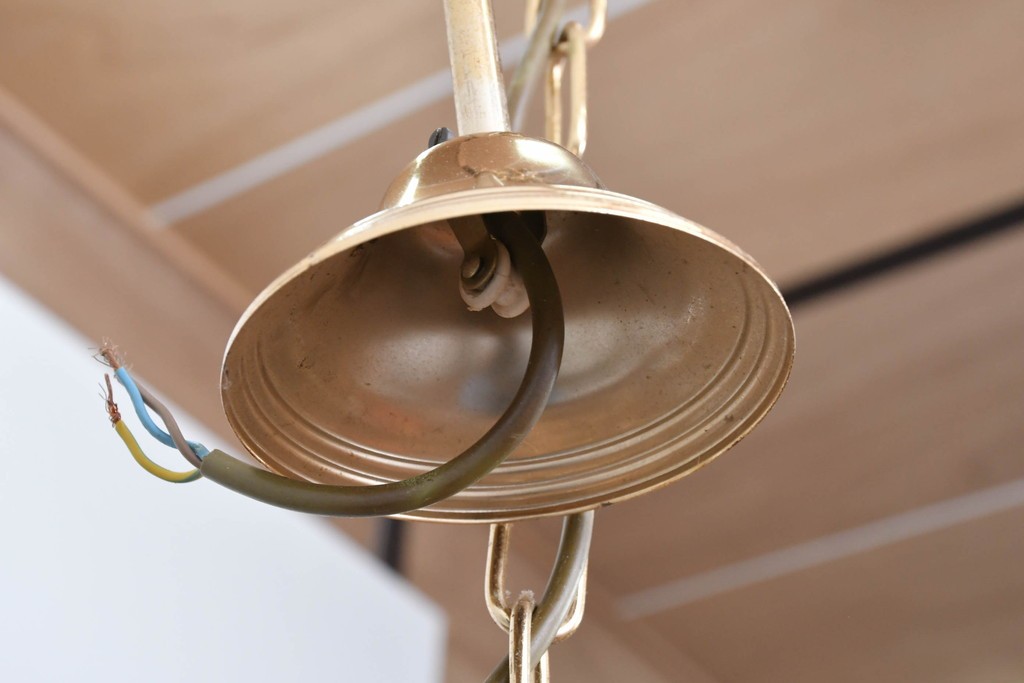 中古　イタリア　LUMI(ルミ社)　曲線的な装飾が美しいランタン型ペンダントライト　(R-086934)